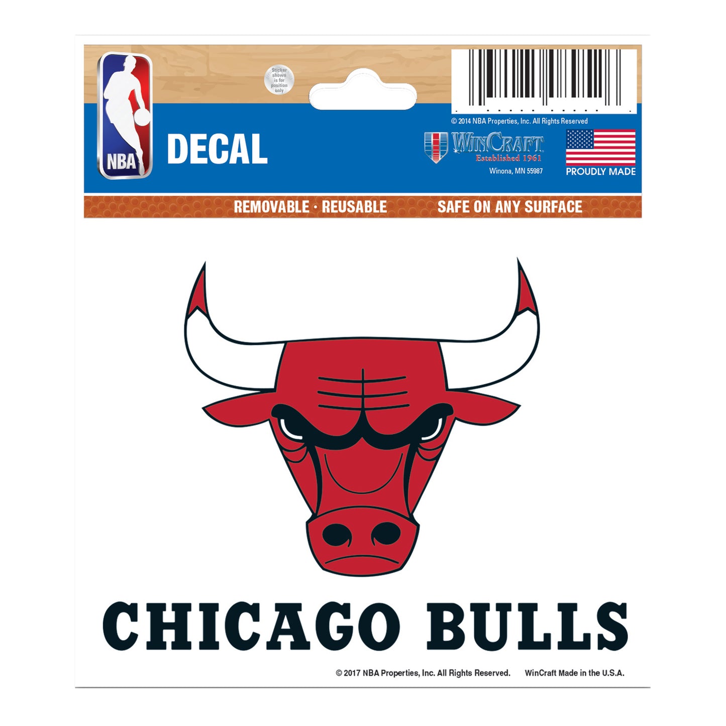 Chicago Bulls WinCraft 3x4 Multi-Use Decal - front view