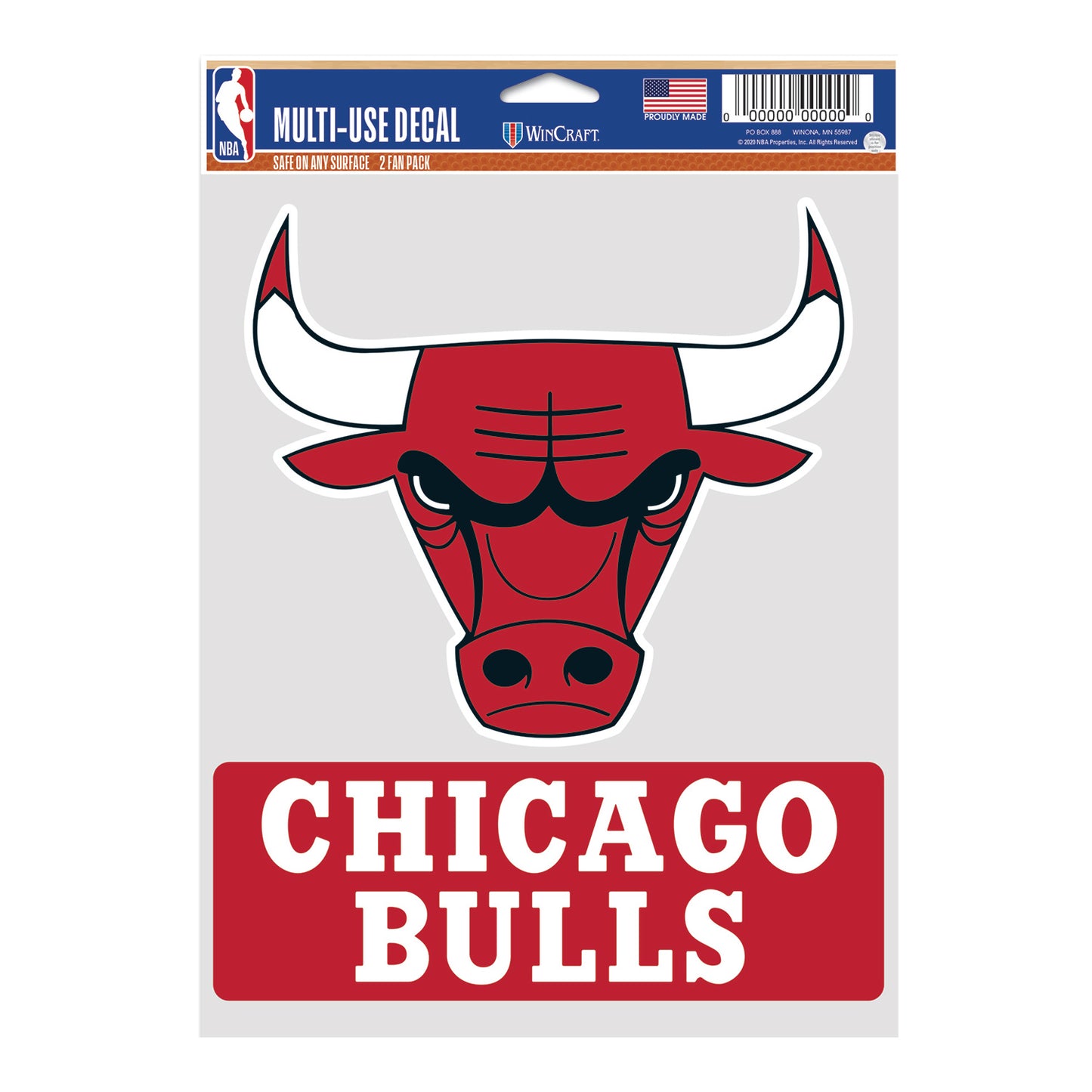 Chicago Bulls WinCraft 2 Pack Decal - front view