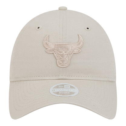 Ladies Chicago Bulls New Era Color Pack Tonal Adjustable Hat In Tan - Front View