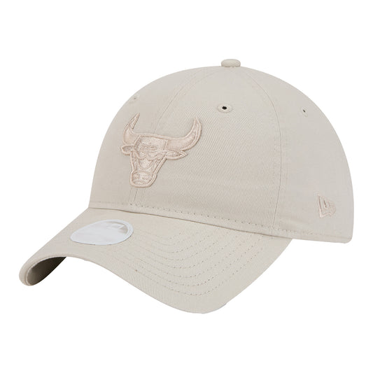 Ladies Chicago Bulls New Era Color Pack Tonal Adjustable Hat In Tan - Front Left View