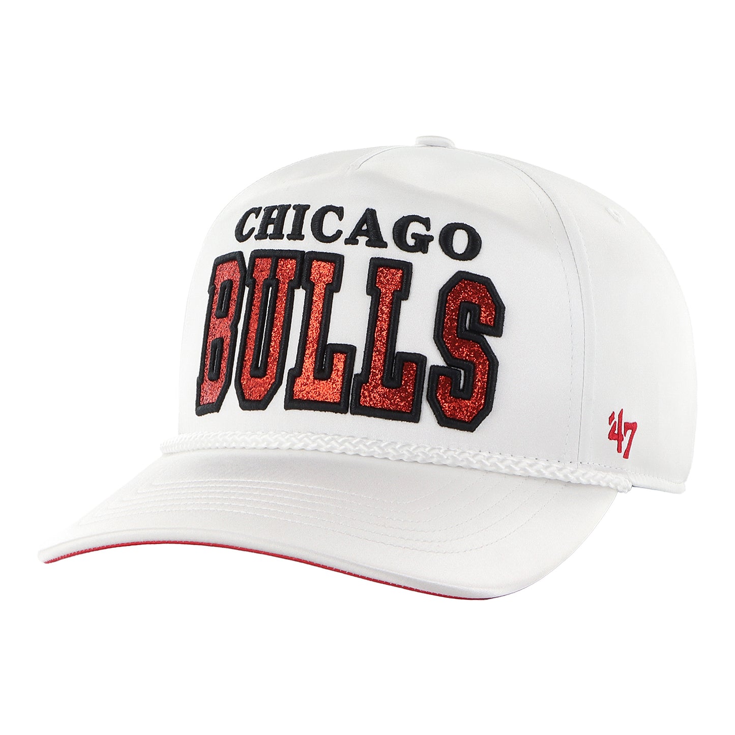 Ladies Chicago Bulls 47 Brand Outspoken Hitch Snapback Hat in White - Front Left View
