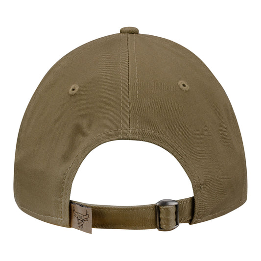 Ladies Chicago Bulls New Era Tonal Script 920 Khaki Hat in Brown - Front Left View