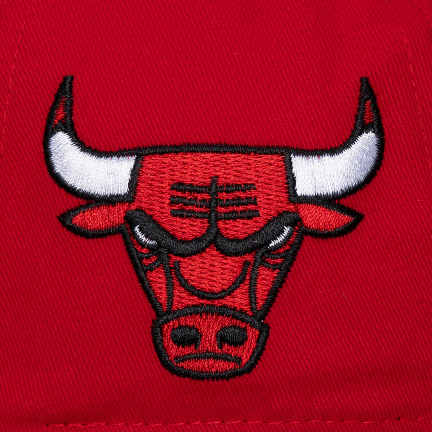 Ladies Chicago Bulls Mitchell & Ness Poplin Script Adjustable Hat in Red - Embroidered Logo