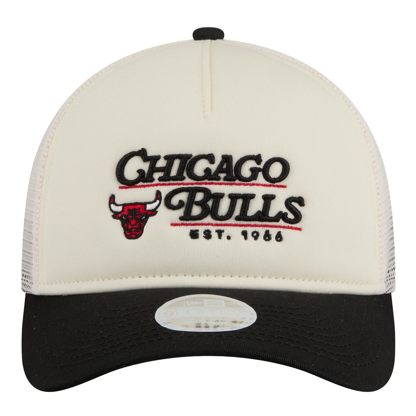 Ladies Chicago Bulls New Era 940 Retro Trucker Hat in White - Front View