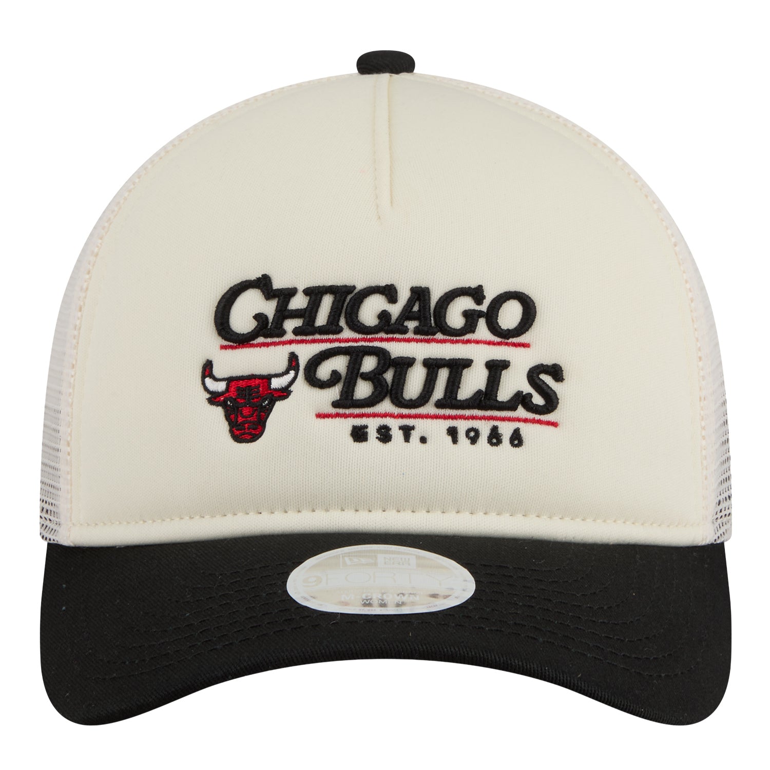 Ladies Chicago Bulls New Era 940 Retro Trucker Hat in White - Front View