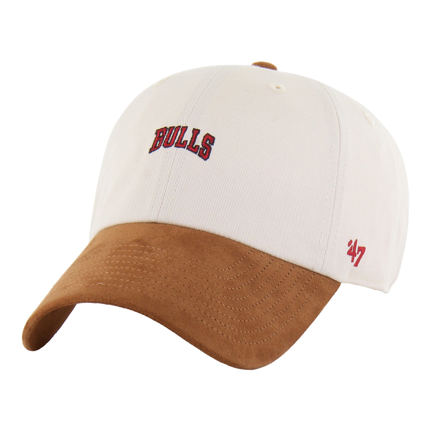 Ladies Chicago Bulls 47 Brand Mini Suede Clean Up Hat in White - Front View