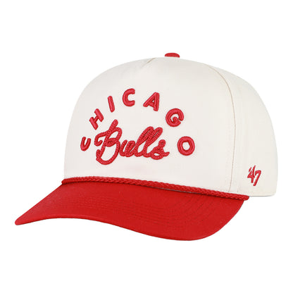 Ladies Chicago Bulls 47 Brand Rope Script Hitch Hat in White - Front Left View