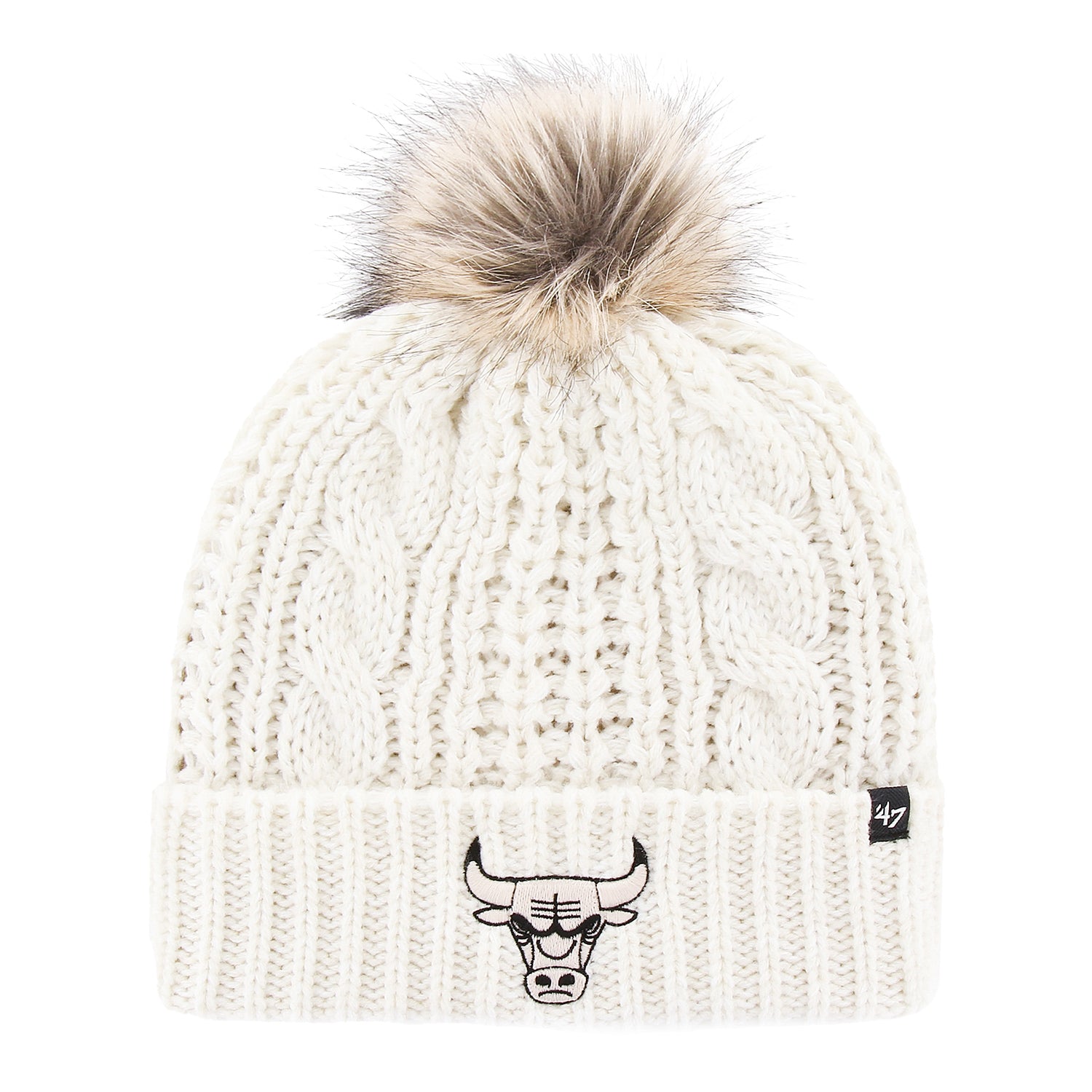 Ladies Chicago Bulls 47 Brand Meeko Pom Knit Hat - front view
