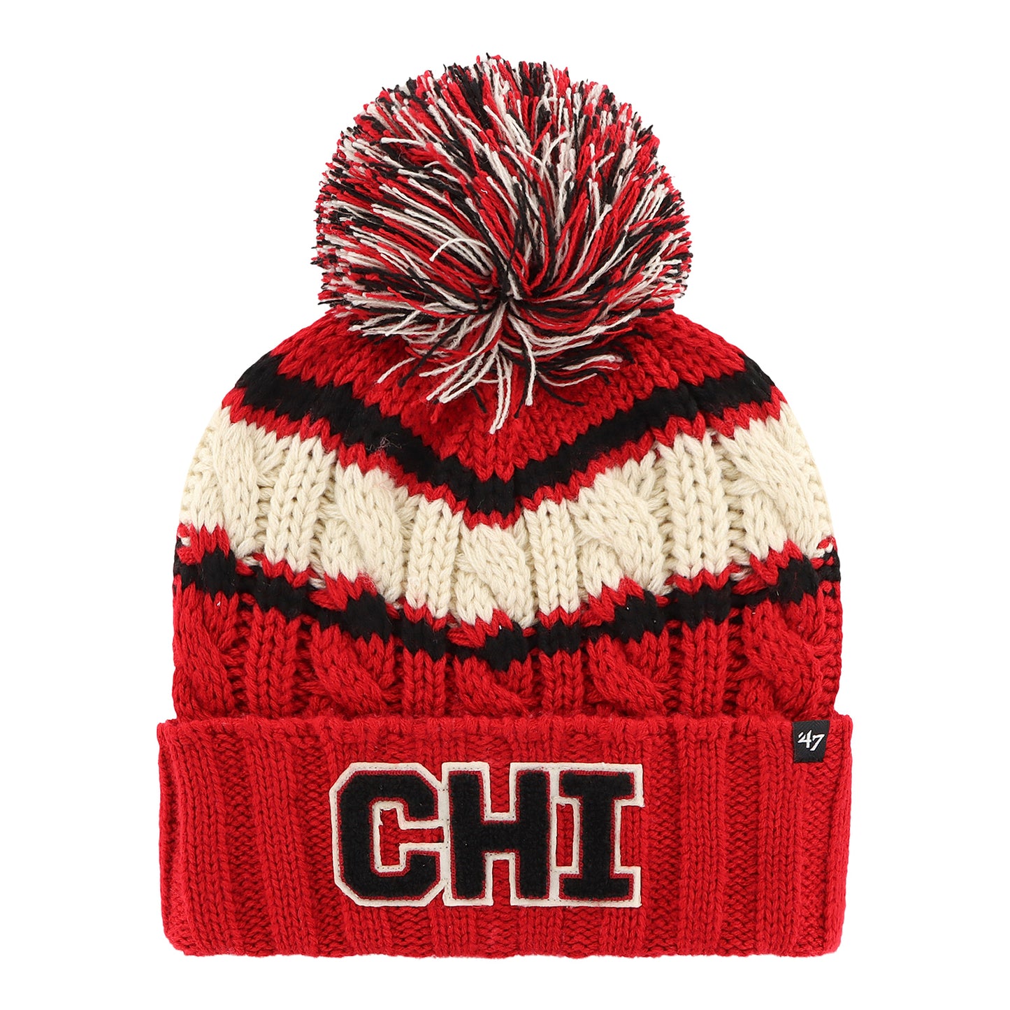 Ladies Chicago Bulls 47 Brand Emma Chenille Knit in Red - Front View