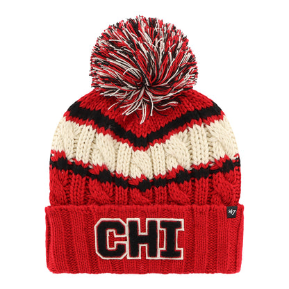 Ladies Chicago Bulls 47 Brand Emma Chenille Knit in Red - Front View