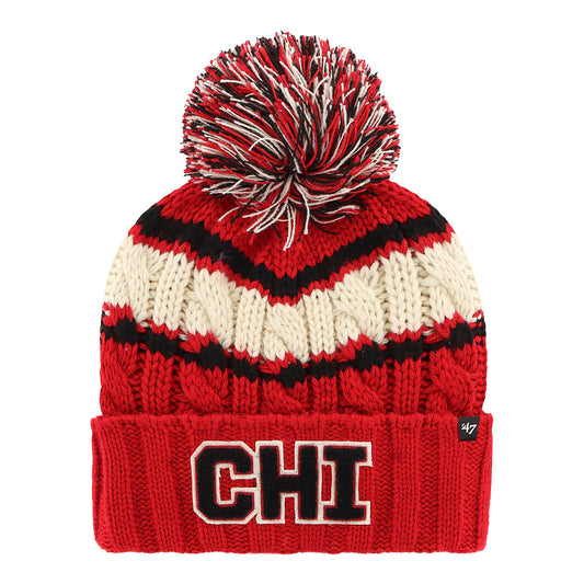 Ladies Chicago Bulls 47 Brand Emma Chenille Knit in Red - Front View
