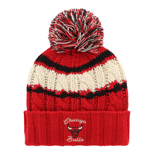 Ladies Chicago Bulls 47 Brand Emma Chenille Knit in Red - Front View