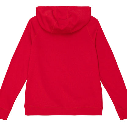 Ladies Chicago Bulls Mitchell & Ness Funnel Neck Hooded Sweatshirt in red - back view