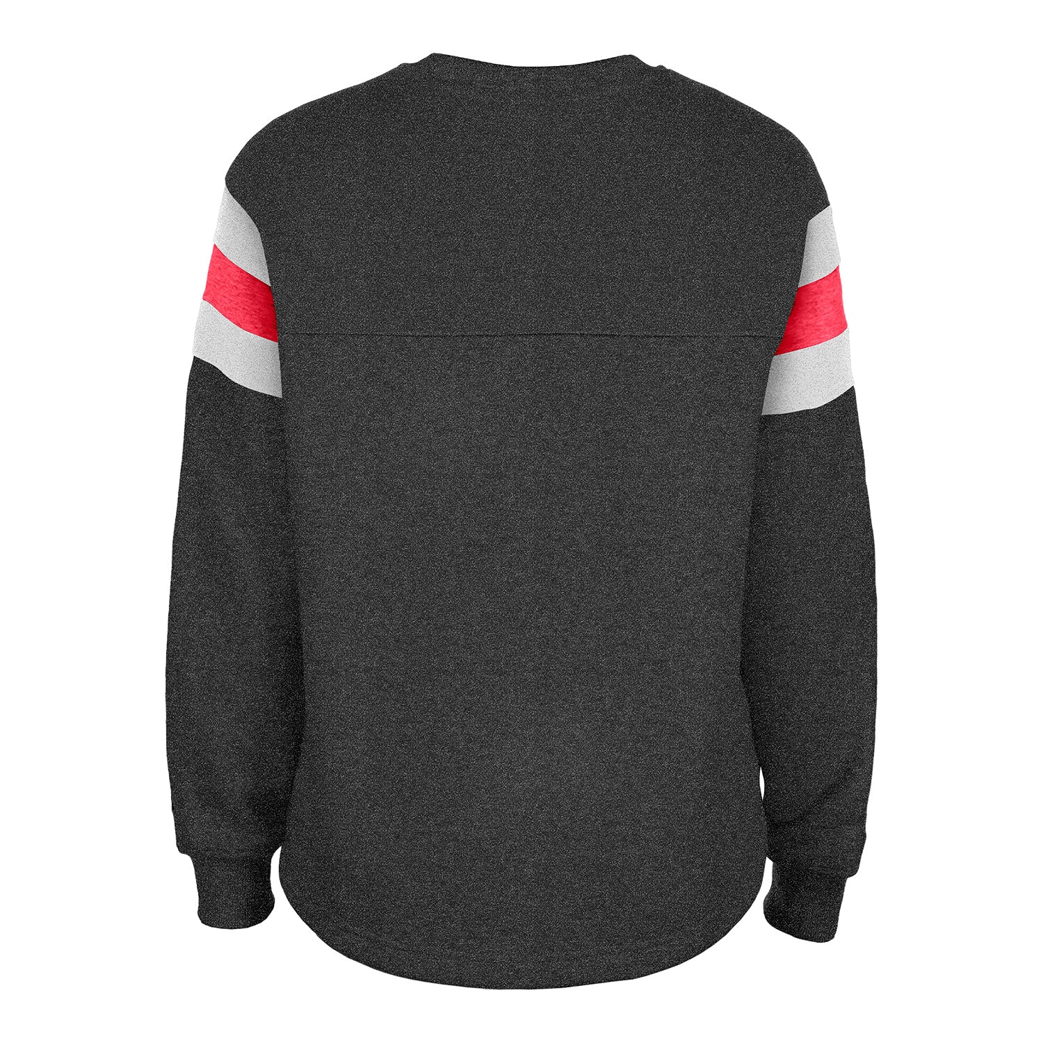 Ladies Chicago Bulls New Era Throwback Striped Crewneck Sweatshirt - back view