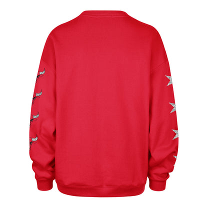 Ladies Chicago Bulls ’47 Brand Oversized Go Big Crewneck Sweatshirt in Red - Back View