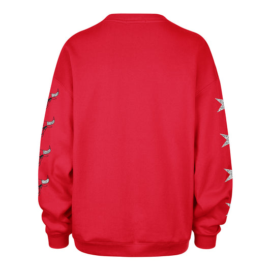 Ladies Chicago Bulls ’47 Brand Oversized Go Big Crewneck Sweatshirt in Red - Front View