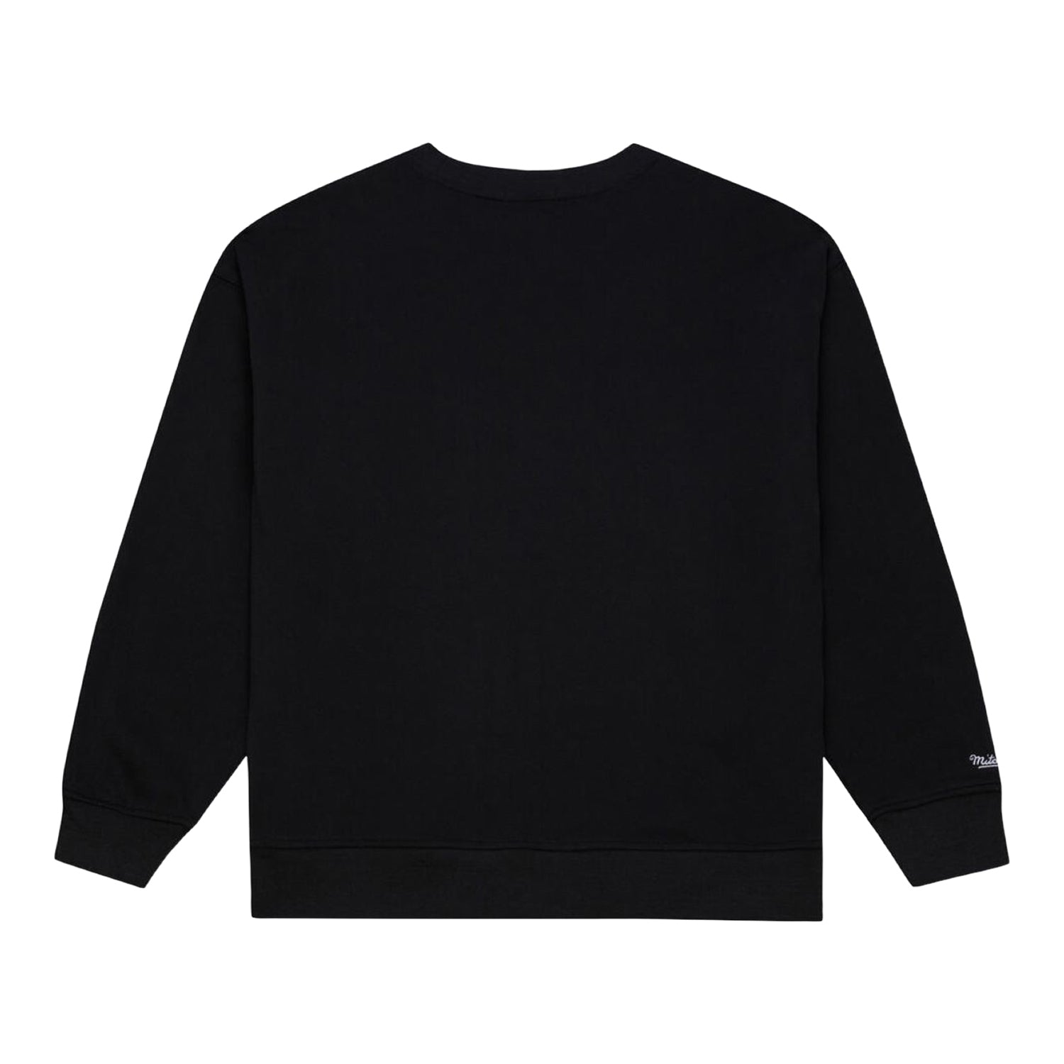 Ladies Chicago Bulls Mitchell & Ness Script Lightweight Crewneck in Black - Back View 