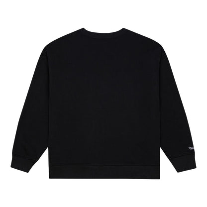 Ladies Chicago Bulls Mitchell & Ness Script Lightweight Crewneck in Black - Back View 