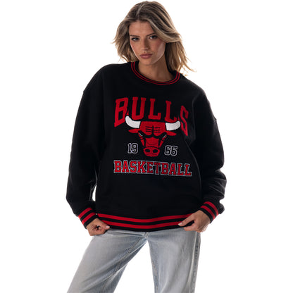 Chicago Bulls Wild Collective Statement Retro Crewneck Sweatshirt in Black - Front View
