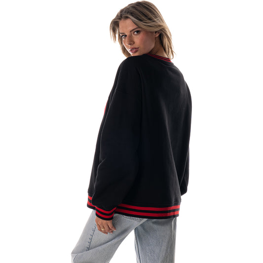 Chicago Bulls Wild Collective Statement Retro Crewneck Sweatshirt in Black - Front View