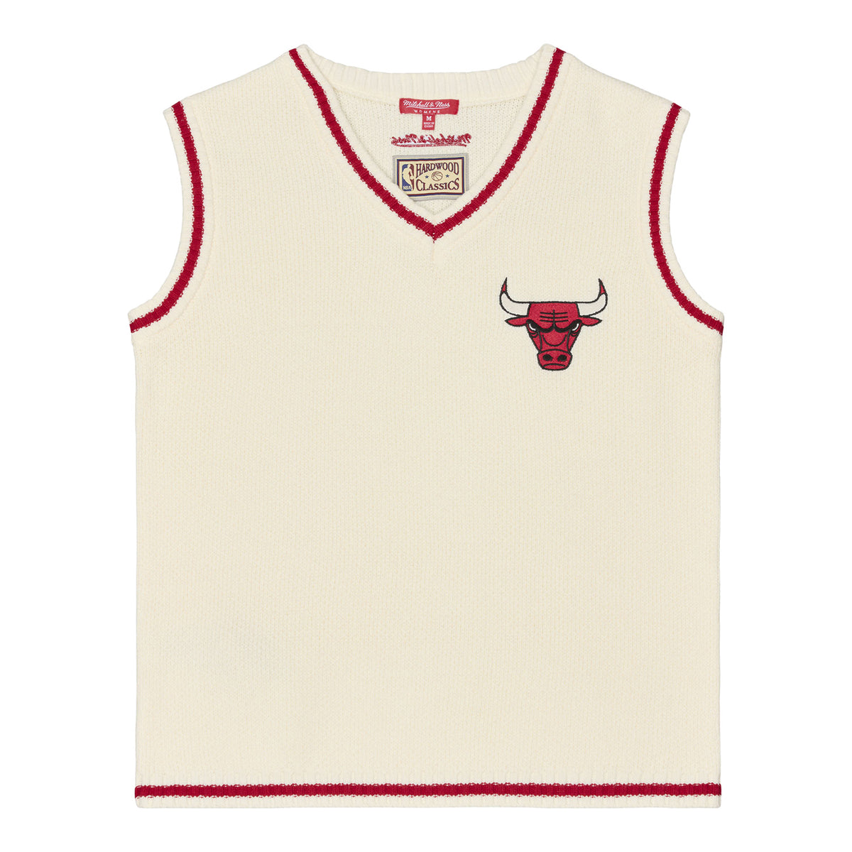 Ladies Chicago Bulls Mitchell & Ness Retro Roots Sweater Vest in Cream - Front View