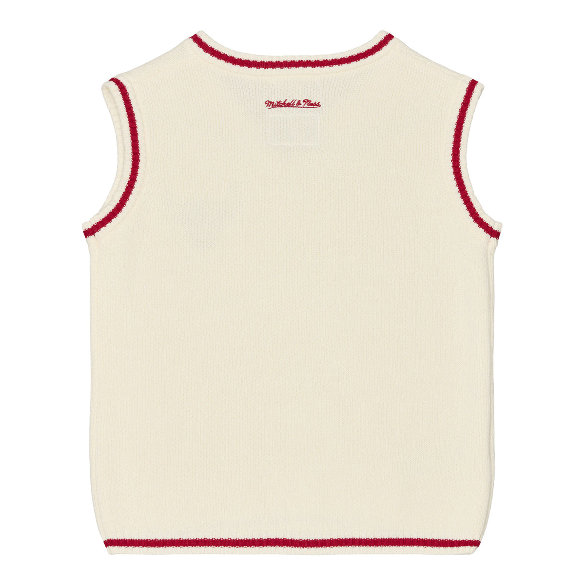 Ladies Chicago Bulls Mitchell & Ness Retro Roots Sweater Vest in Cream - Back View