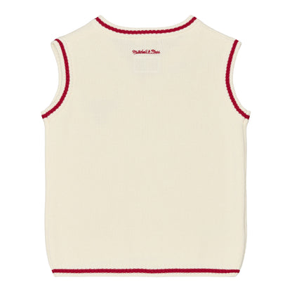 Ladies Chicago Bulls Mitchell & Ness Retro Roots Sweater Vest in Cream - Back View