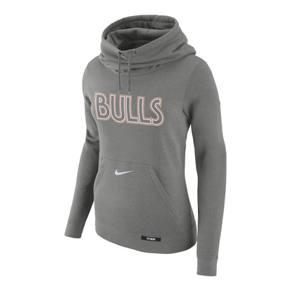 LADIES 2024-25 CHICAGO BULLS CITY EDITION CLUB FLEECE HOODED SWEATSHIRT IN GREY - FRONT VIEW