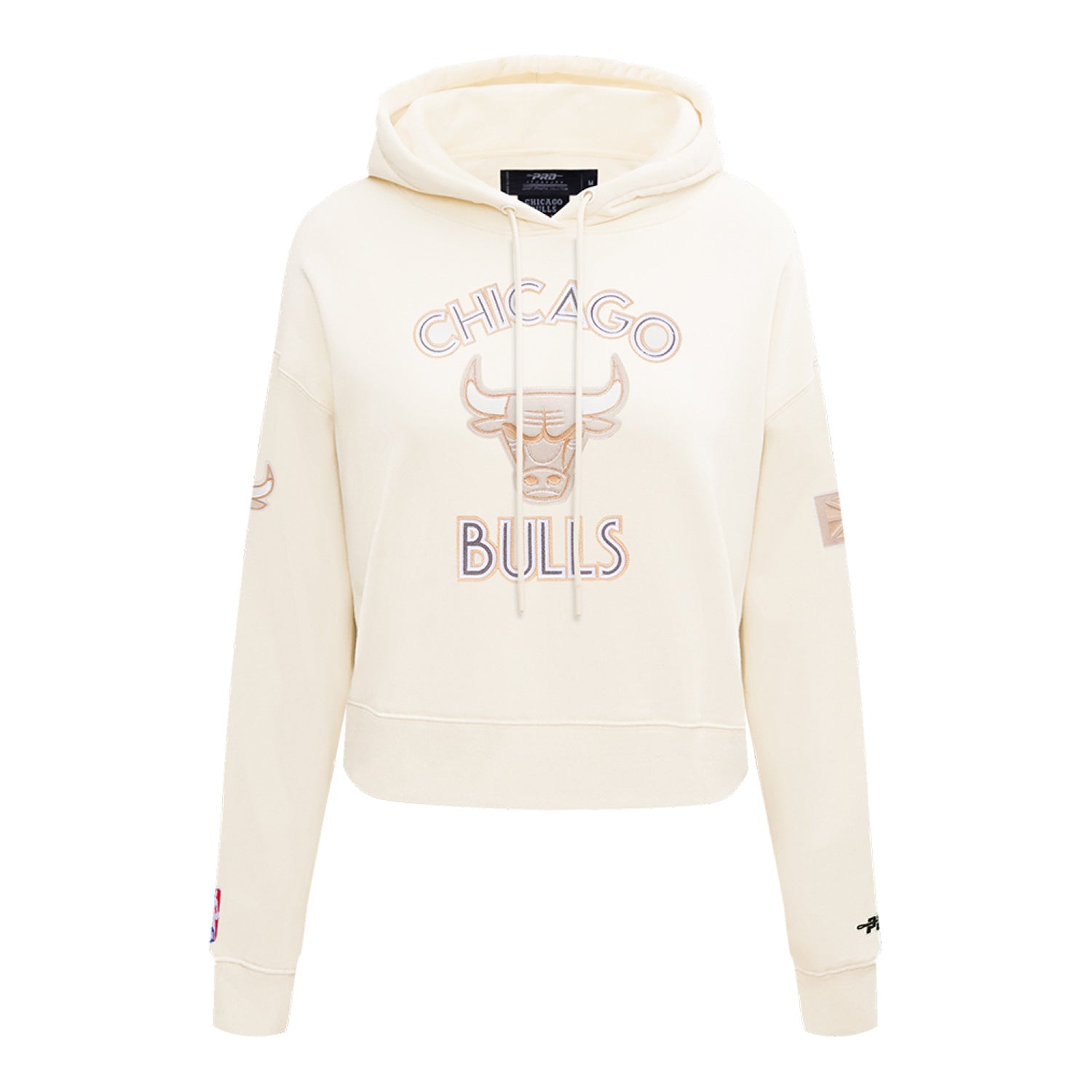 LADIES 2024-25 CHICAGO BULLS CITY EDITION CROPPED HOODED SWEATSHIRT IN WHITE - FRONT VIEW