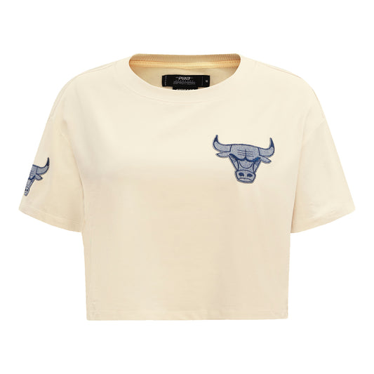 Ladies Chicago Bulls Pro Standard Varsity Blue Cropped T-Shirt - front view
