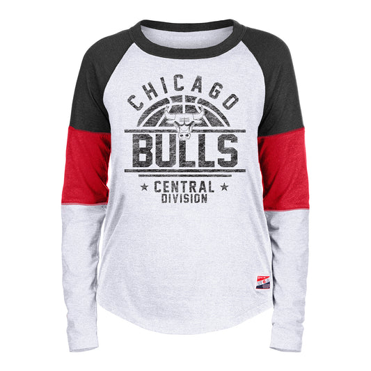 Ladies Chicago Bulls New Era Throwback Raglan Long Sleeve T-Shirt - front view