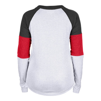 Ladies Chicago Bulls New Era Throwback Raglan Long Sleeve T-Shirt - back view