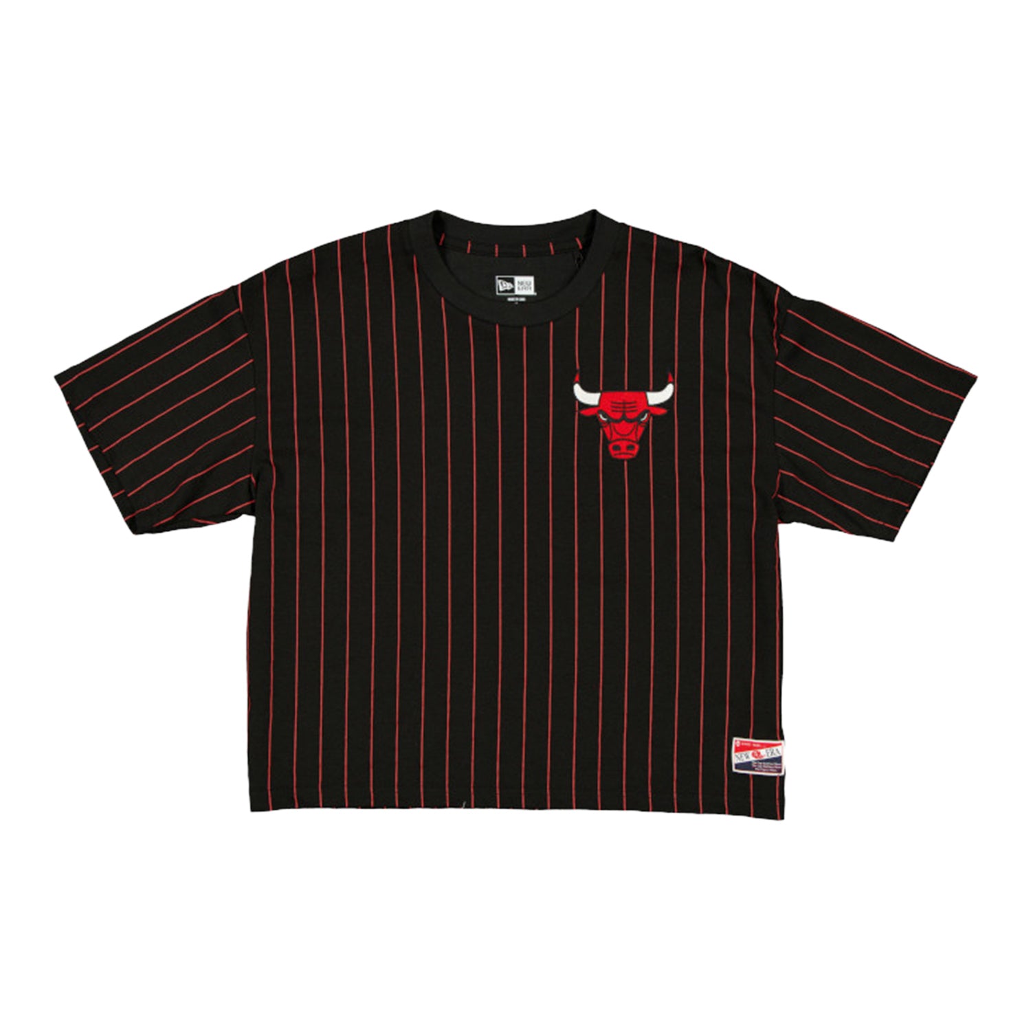 Ladies Chicago Bulls New Era Pinstriped T-Shirt - Front View