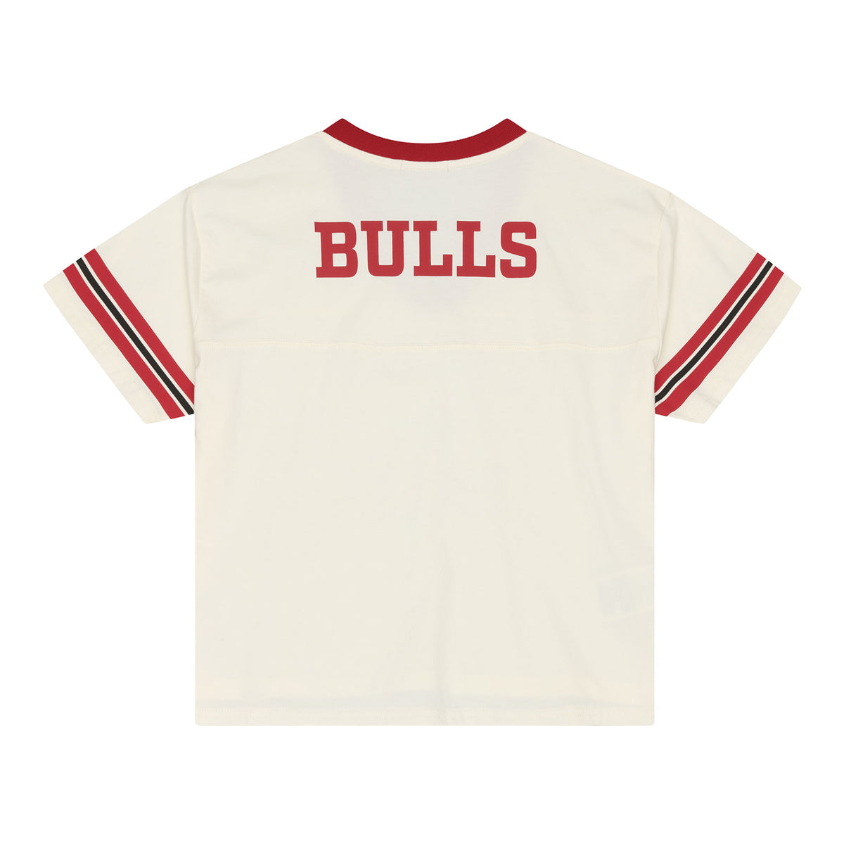 Ladies Chicago Bulls Mitchell & Ness Retro Roots Cropped T-Shirt - Back View