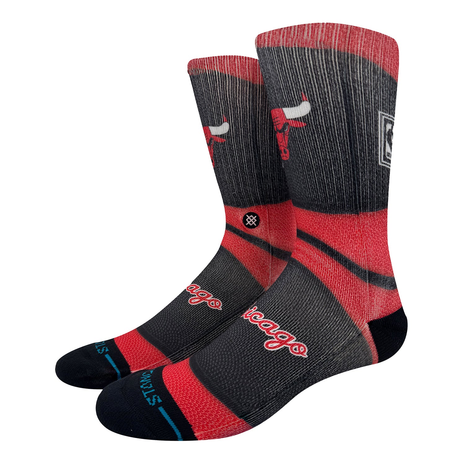 Chicago Bulls Stance Hardwood Classic Mini Ball Socks In Black - Front Left View