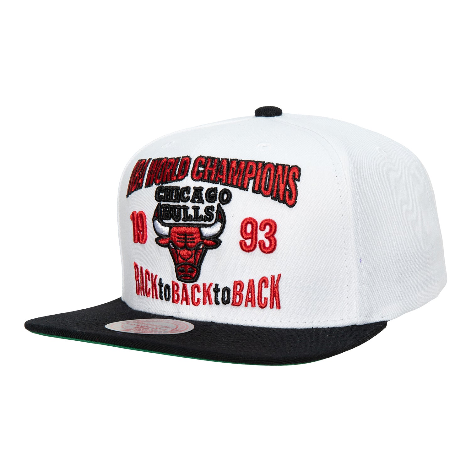Chicago Bulls 3x Champ M&N Snapback in white - front view