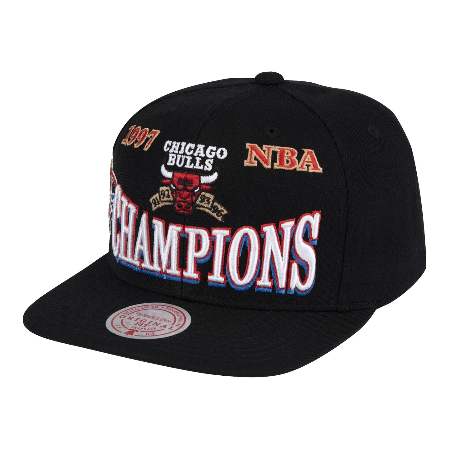 Vintage Chicago Bulls Three Peat 91 92 93 NBA Champions Red/Black Snapback  Hat 