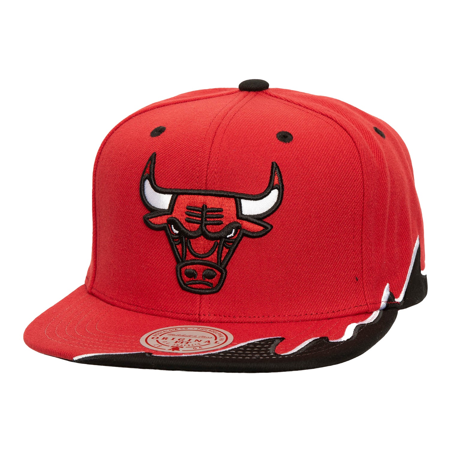 Chicago Bulls Mitchell & Ness Rising Tide Snapback In Red - Front View