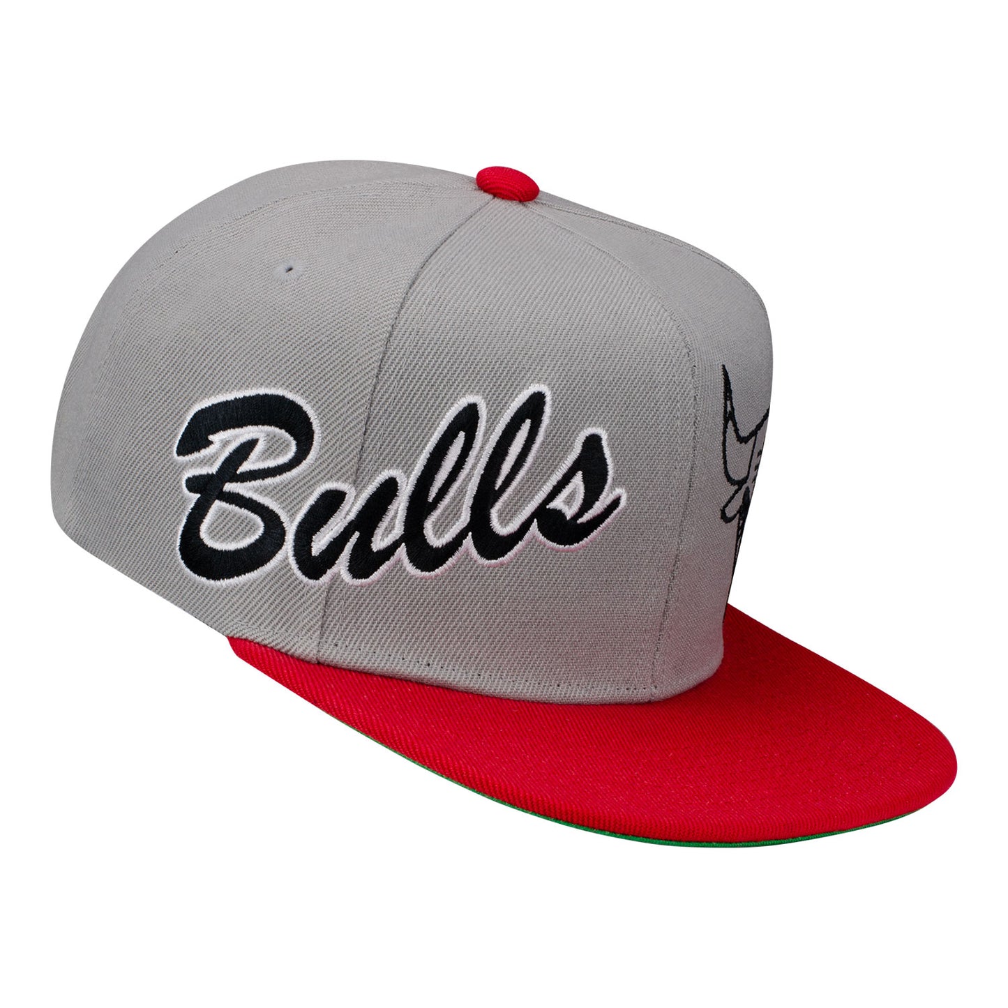 Chicago Bulls Mitchell & Ness Split Knockout Snapback In Grey - Front Right View