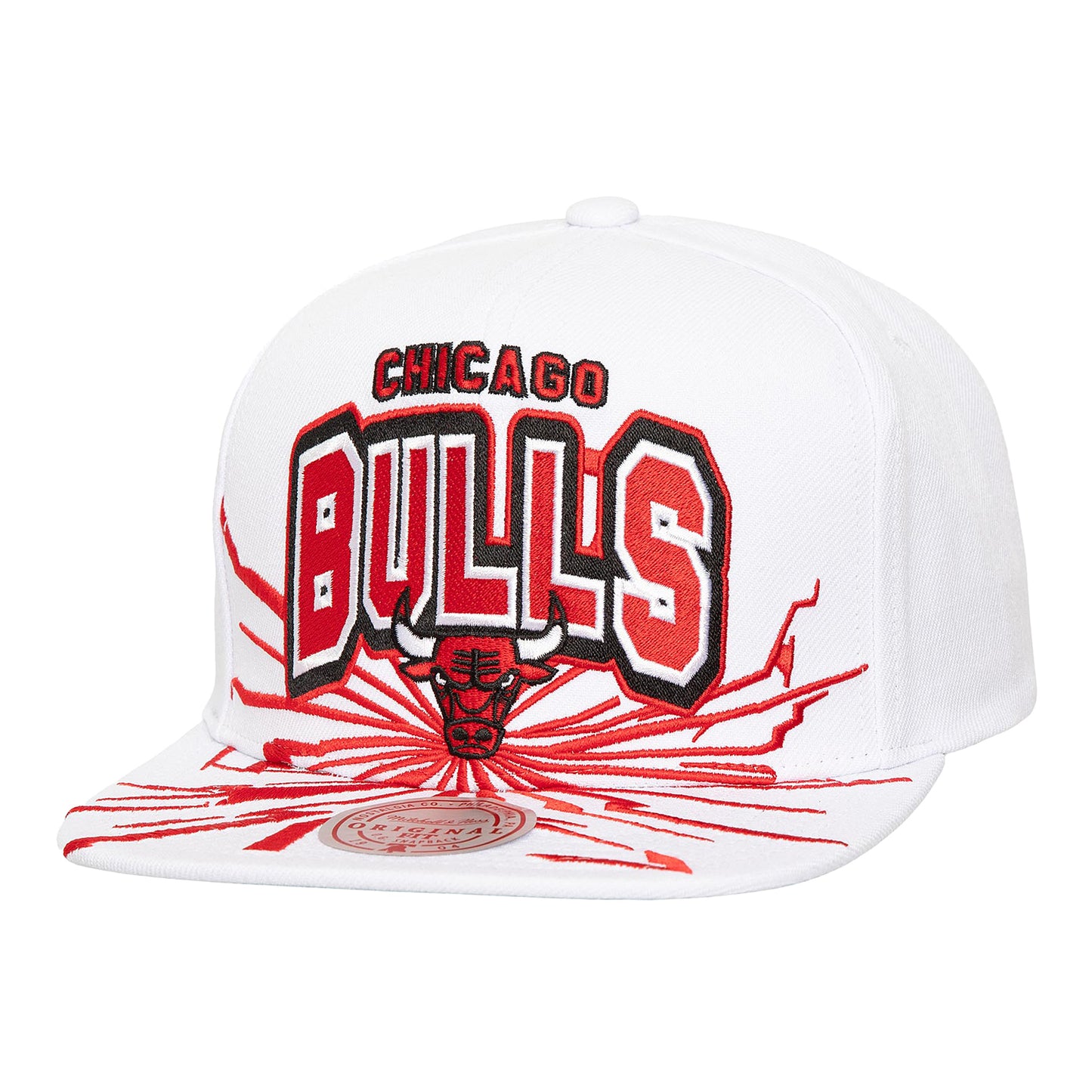 Chicago Bulls Mitchell & Ness Aftershock Lockup Snapback In White - Front View