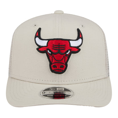 Chicago Bulls New Era 970SS Canvas Trucker Hat In White - Front View