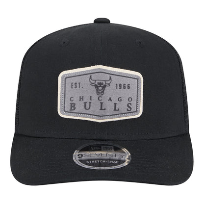 Chicago Bulls New Era 970SS Suede Patch Trucker Hat In Black - Front View