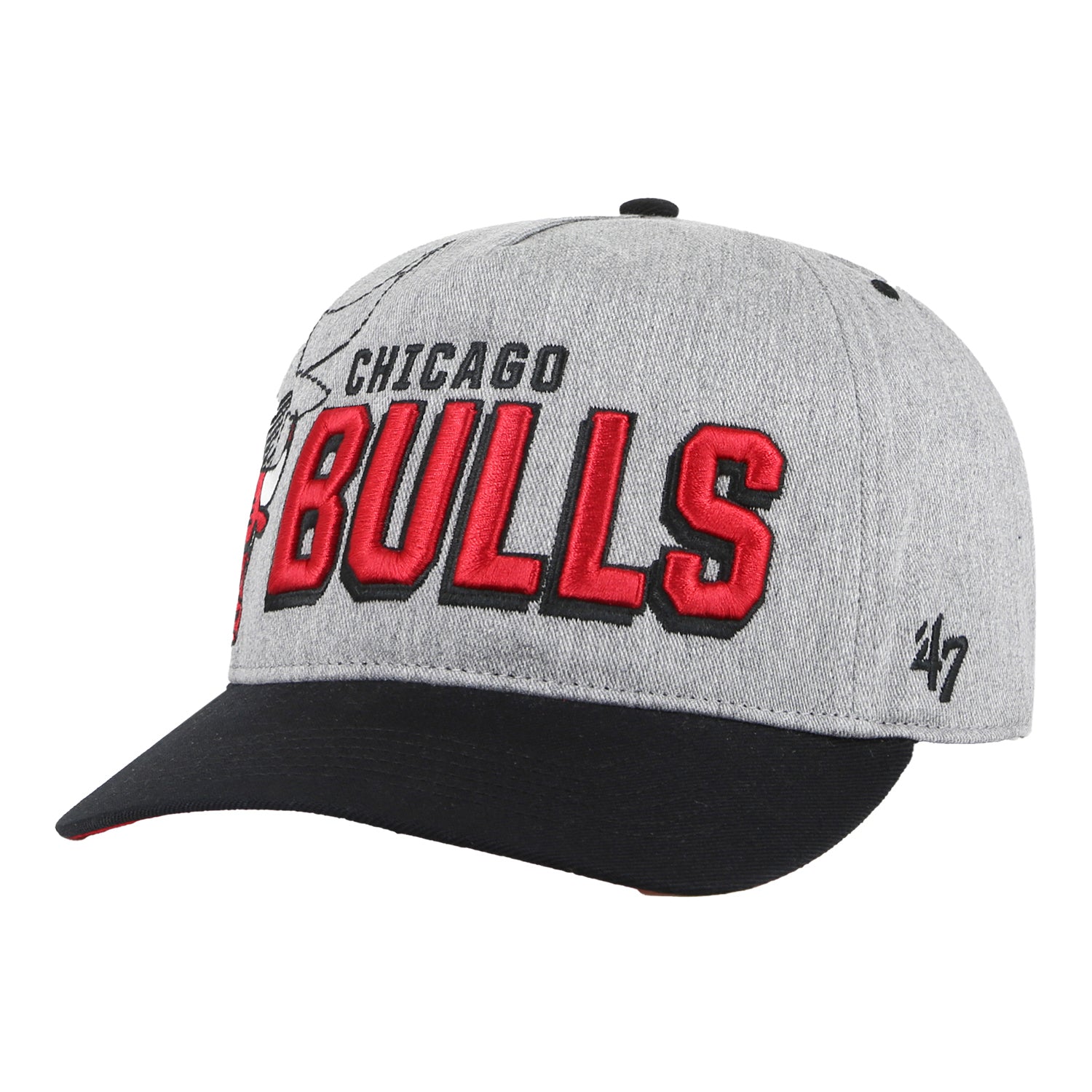 Chicago Bulls 47 Brand Hitch Overshadowed Logo Hat In Grey - Front Left View