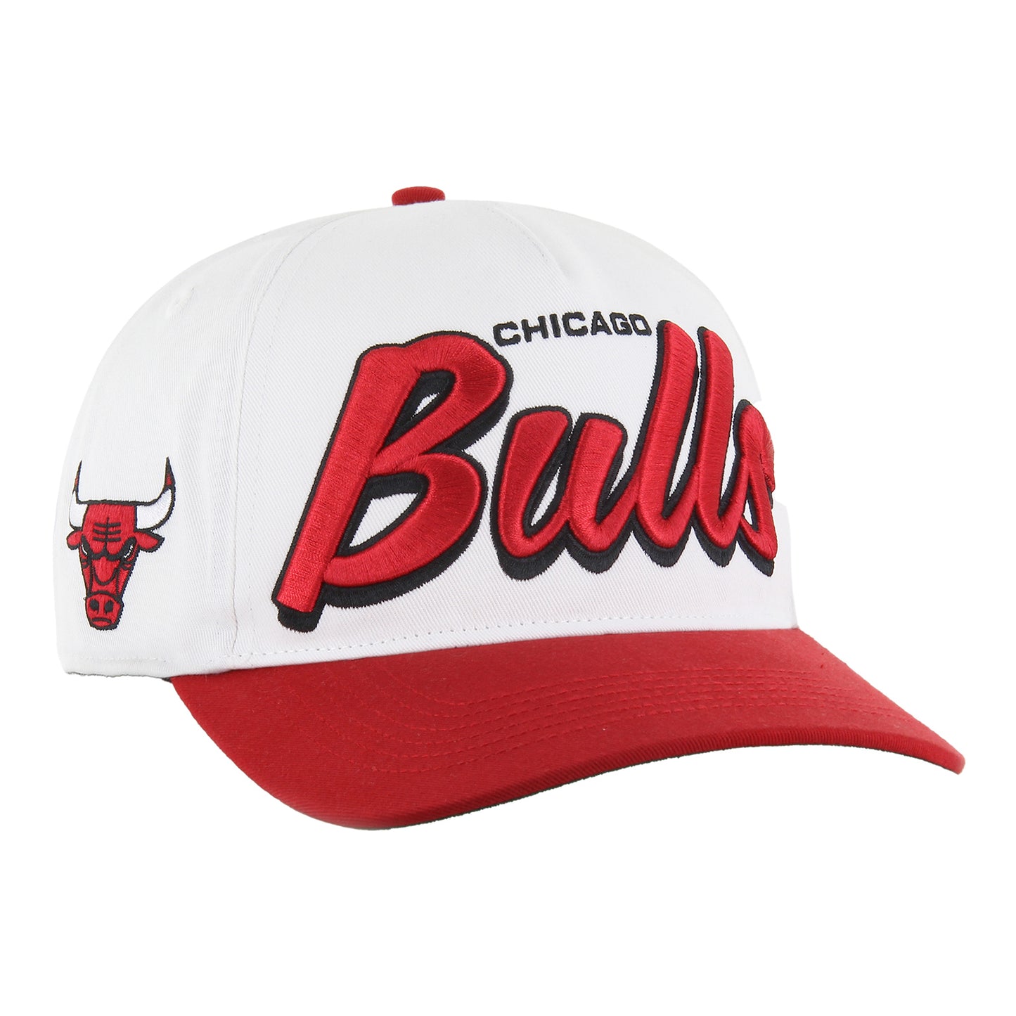 Chicago Bulls '47 Brand Hitch Drop Shadow Snapback Hat In White - Front Right View