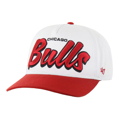 Chicago Bulls '47 Brand Hitch Drop Shadow Snapback Hat In White - Front Left View