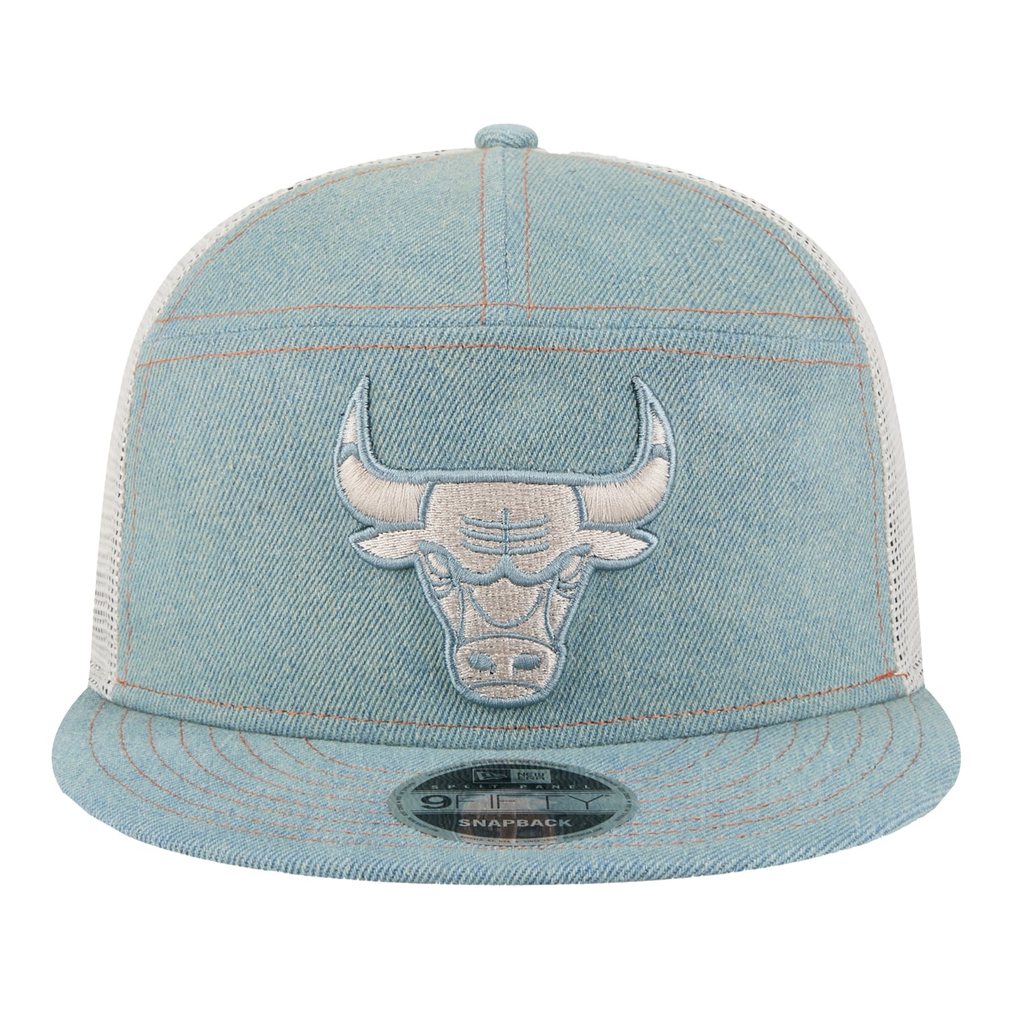 Chicago Bulls New Era Denim 950 Split Panel Snapback - Front View