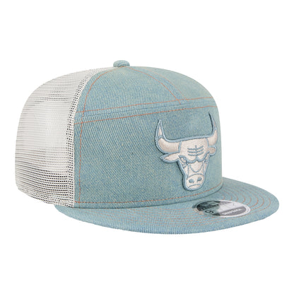 Chicago Bulls New Era Denim 950 Split Panel Snapback - Front Right View