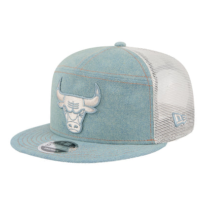 Chicago Bulls New Era Denim 950 Split Panel Snapback - Front Left View