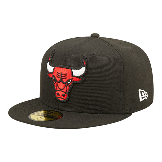 Chicago Bulls New Era 59Fifty Core Classic Fitted Hat In Black - Front Left View