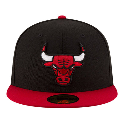 Chicago Bulls New Era 59Fifty Two-Tone Core Classic Fitted Hat In Black - Front View